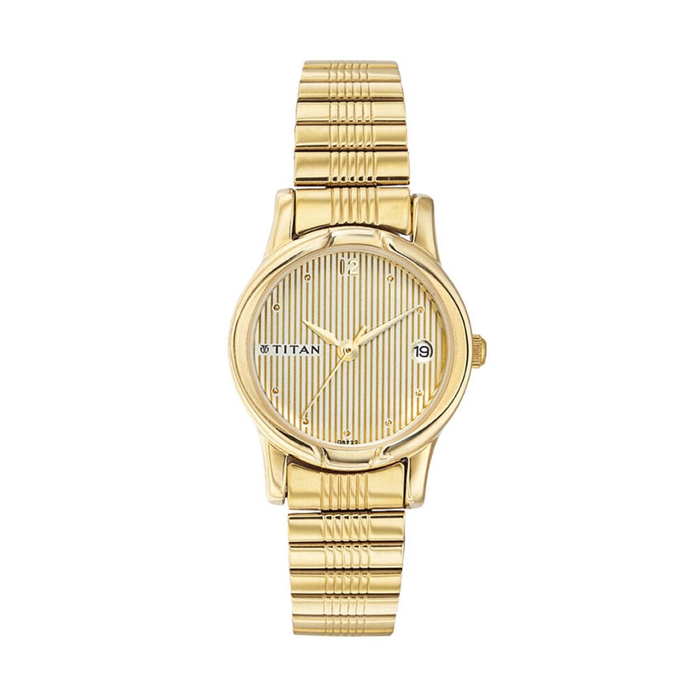 Titan Champagne Dial Metal Strap Watch 2490YM04