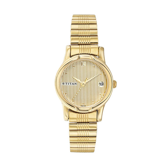 Titan Champagne Dial Metal Strap Watch 2490YM04