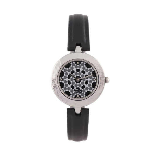 Titan Black Dial Leather Strap Watch 2529SL01