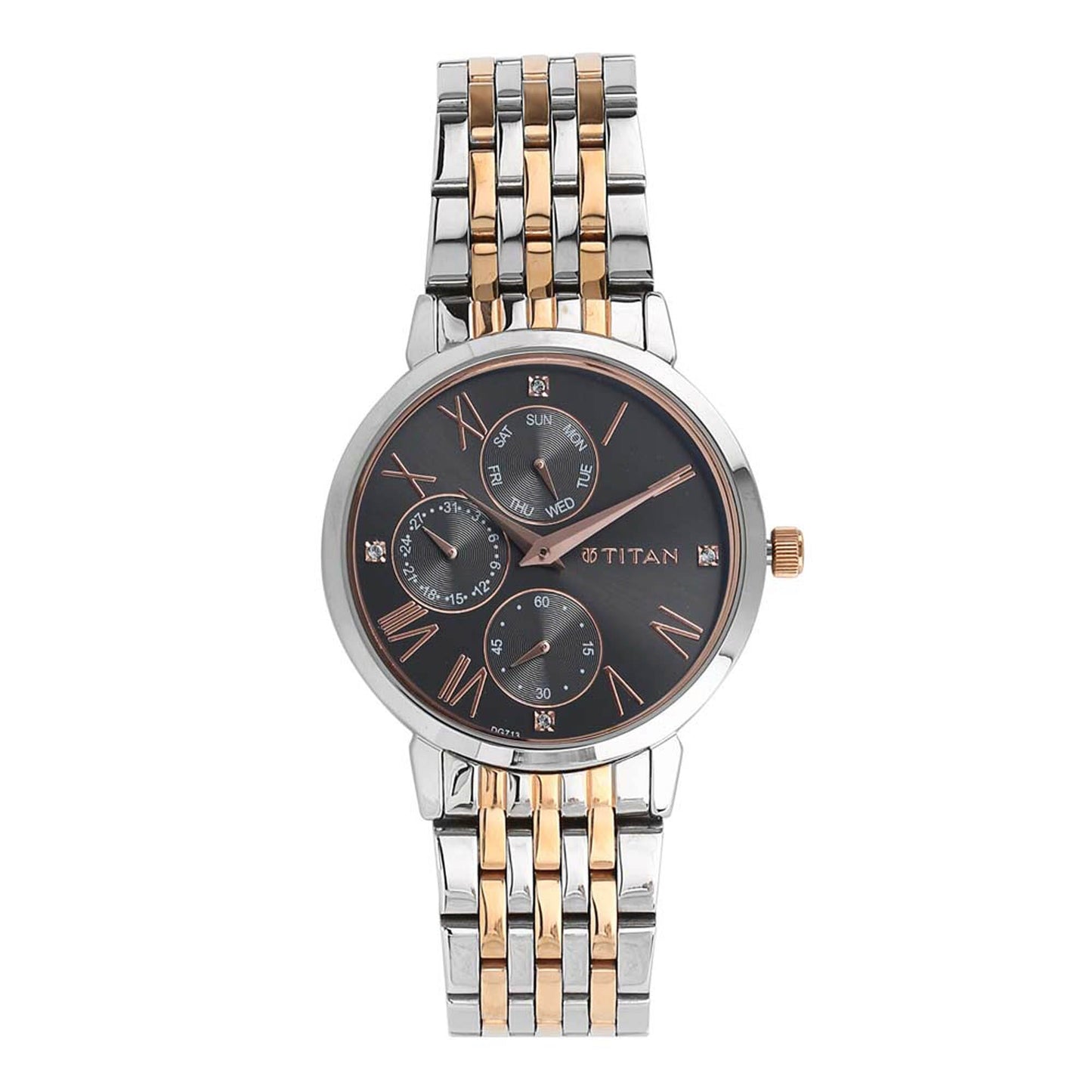 Black Dial Steel Strap Watch 2569KM03, Two Toned, bracelet