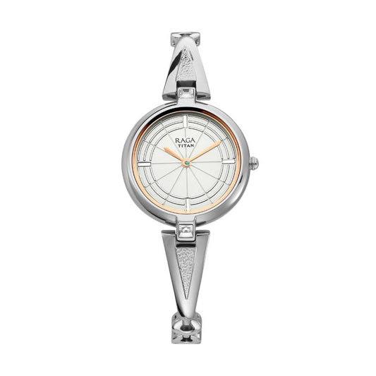 Titan Raga Espana Icono by Titan Silver Dial Analog Watch for Women 2581SM01