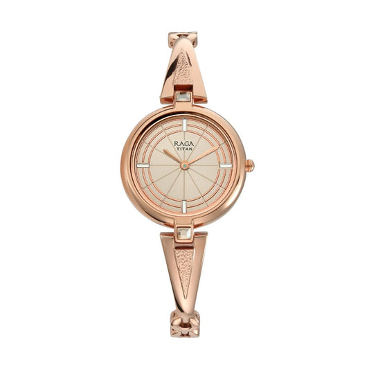 Titan Raga Espana Icono by Titan Rose Gold Dial Analog Watch for Women 2581WM01