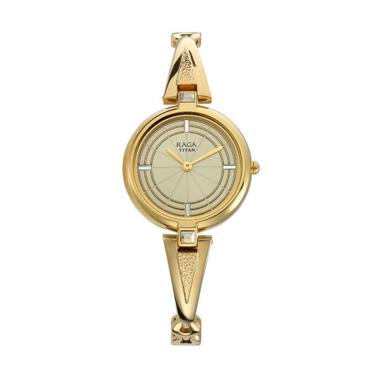 Titan Raga Espana Icono by Titan Champagne Dial Analog Watch for Women 2581YM01
