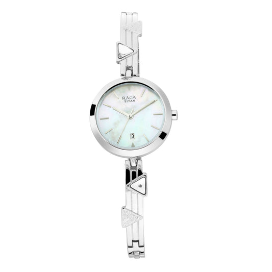 Titan Raga Viva Mother of Pearl Dial Metal Strap Watch 2606QM01