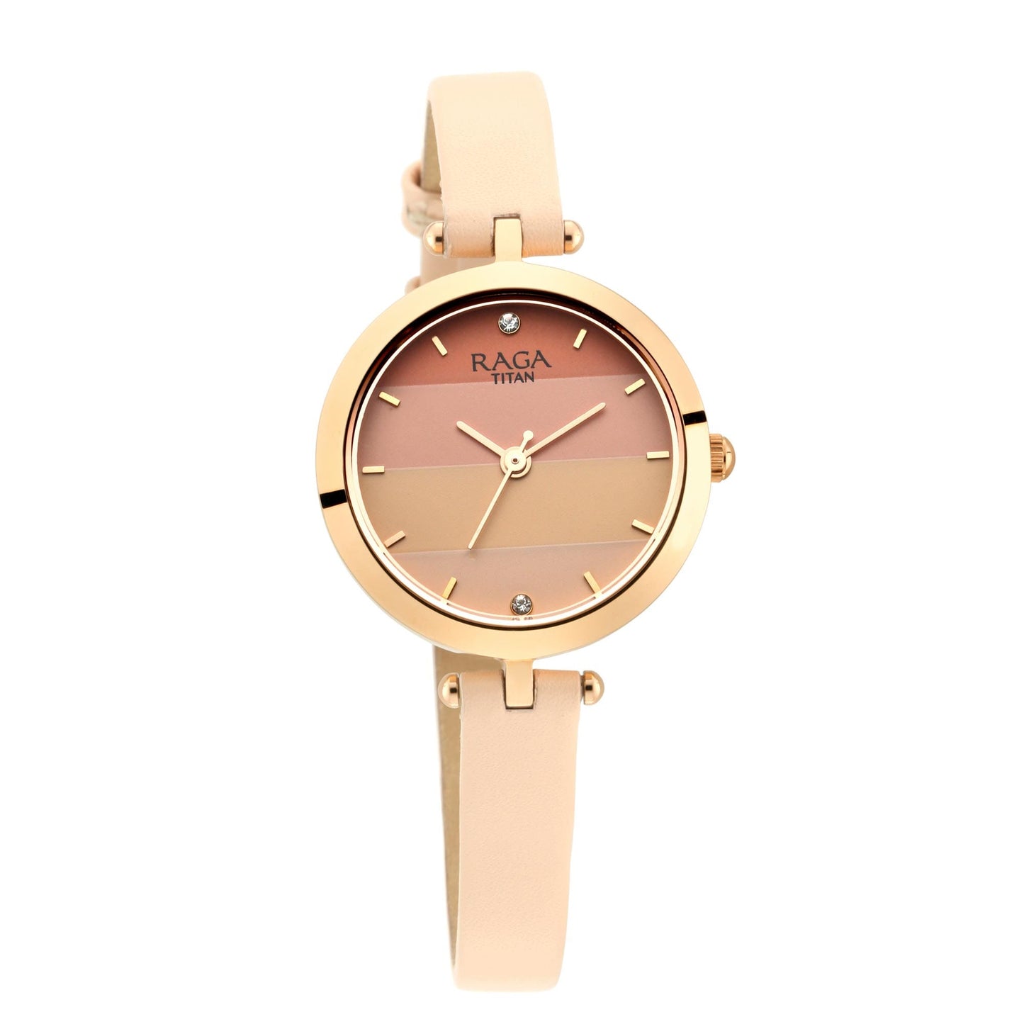 Raga Viva Pink Dial Leather Strap Watch