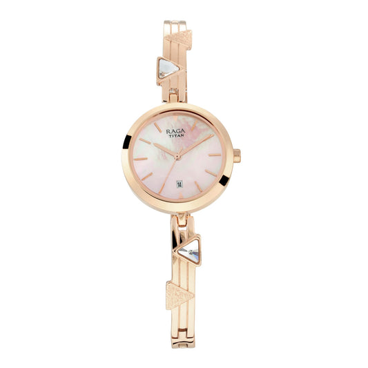 Titan Raga Viva Mother of Pearl Dial Metal Strap Watch 2606WM04