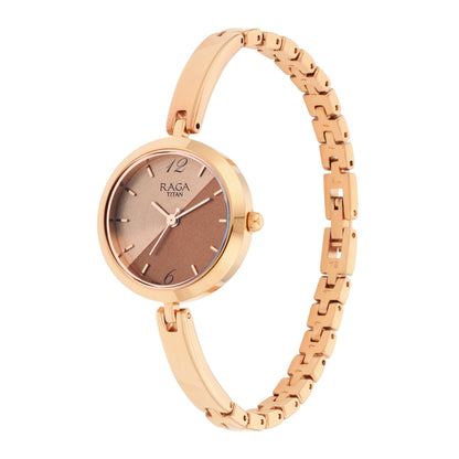 Raga Viva Rose Gold Dial Metal Strap Watch