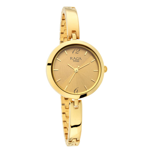 Raga Viva Golden Dial Metal Strap Watch 2606YM06