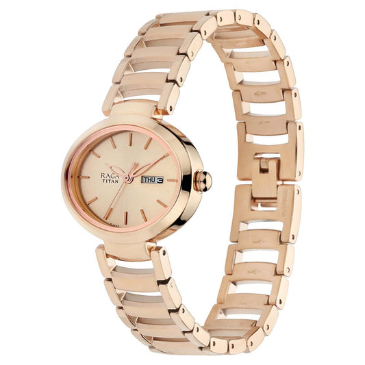 Titan Viva Analog Rose Gold Dial Women's Watch-2620WM01