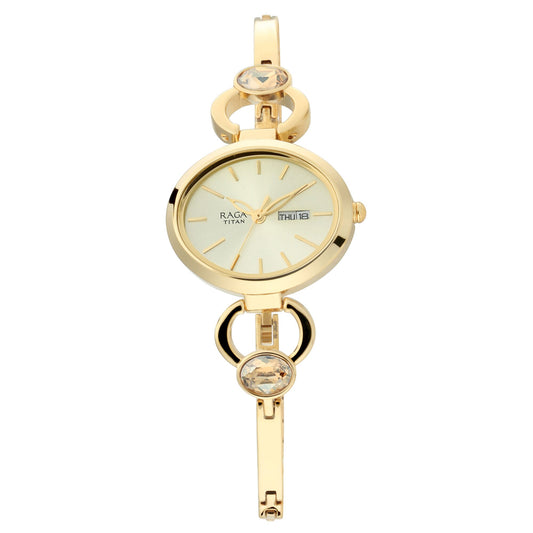 Titan Viva Analog Champagne Dial Women's Watch-2621YM01