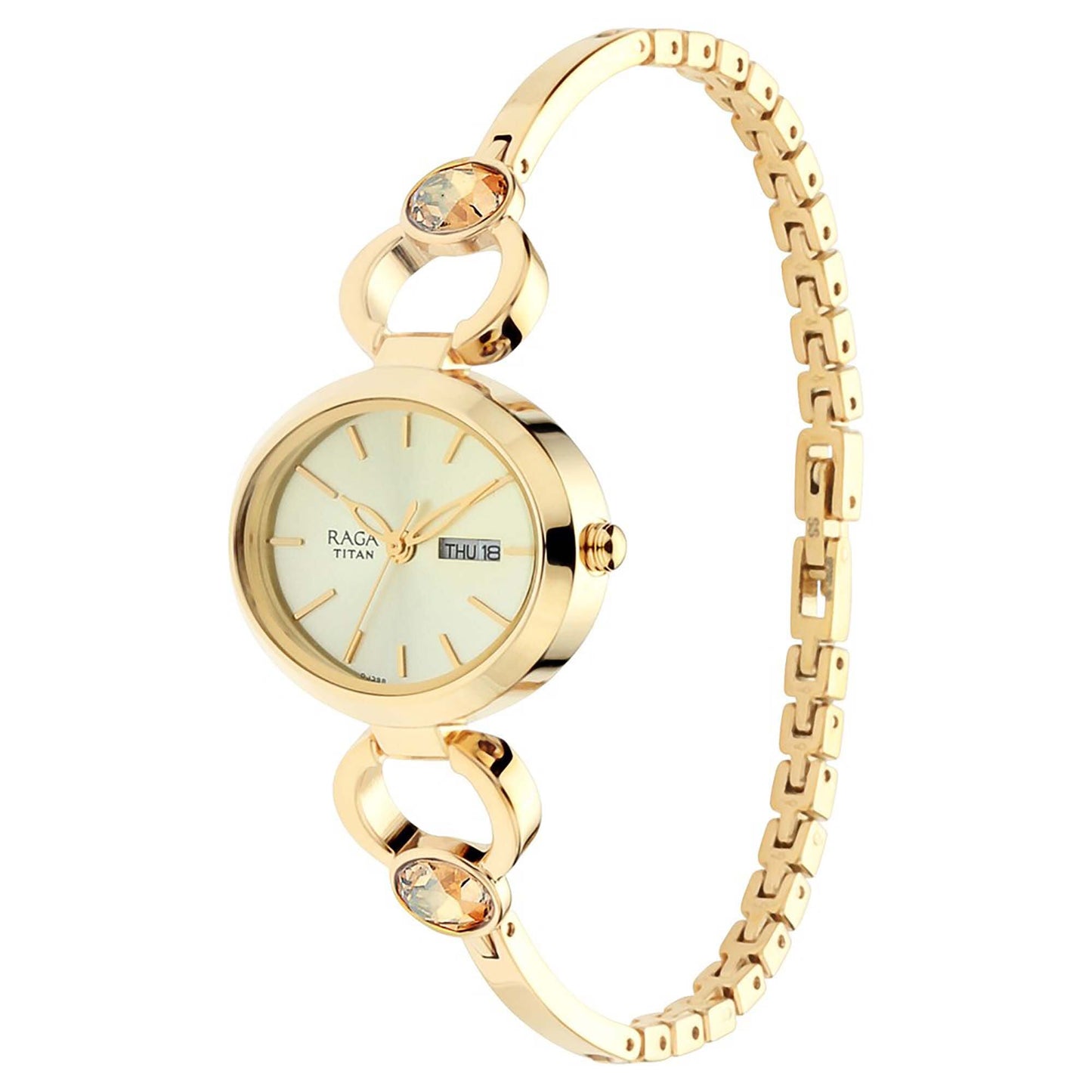 Titan Viva Analog Champagne Dial Women's Watch-2621YM01