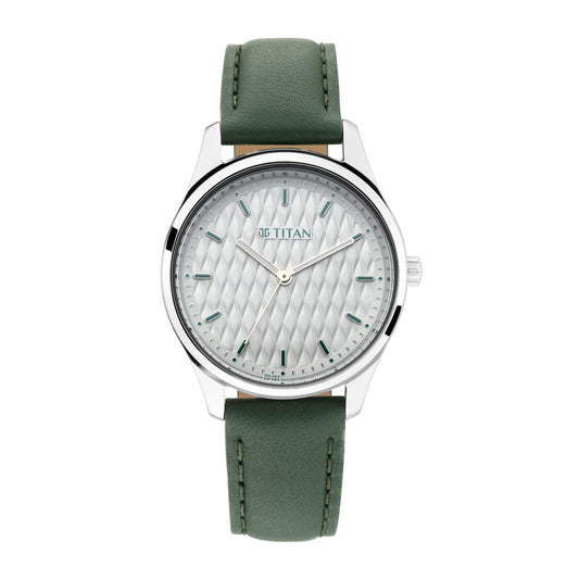 Workwear Watch with White Dial & Leather Strap
