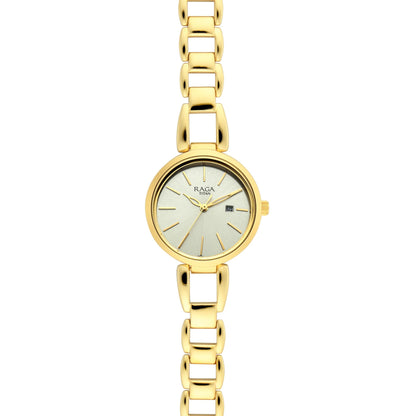 Raga Viva Golden Dial Metal Strap Watch 2642YM01