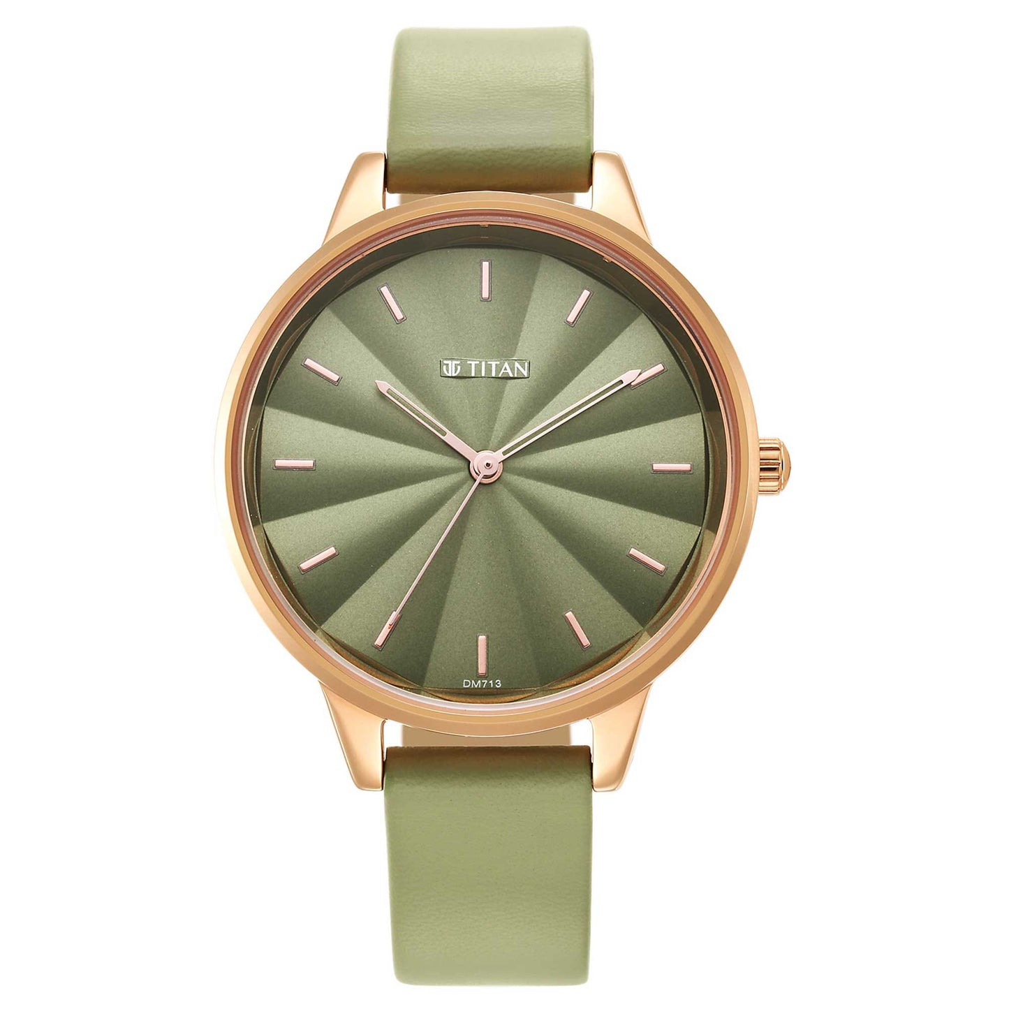 ساعة يد بحزام جلدي Neo Green Dial للنساء 2648WL06