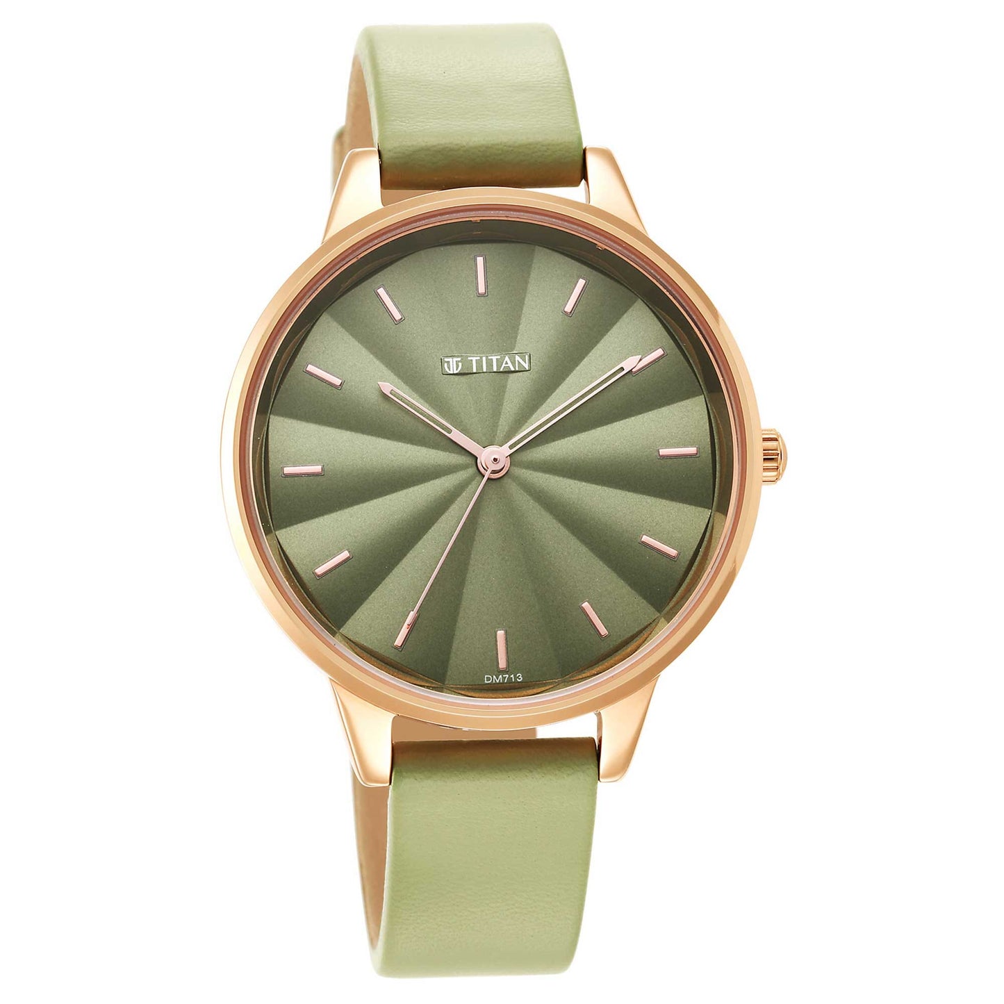 ساعة يد بحزام جلدي Neo Green Dial للنساء 2648WL06