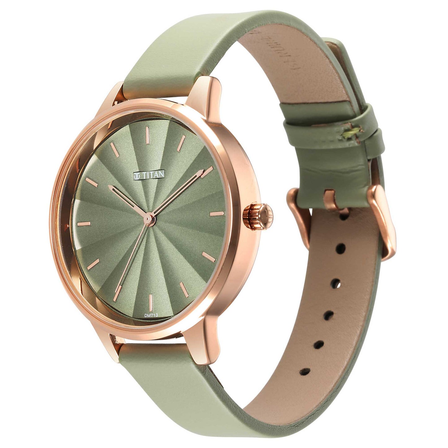 ساعة يد بحزام جلدي Neo Green Dial للنساء 2648WL06