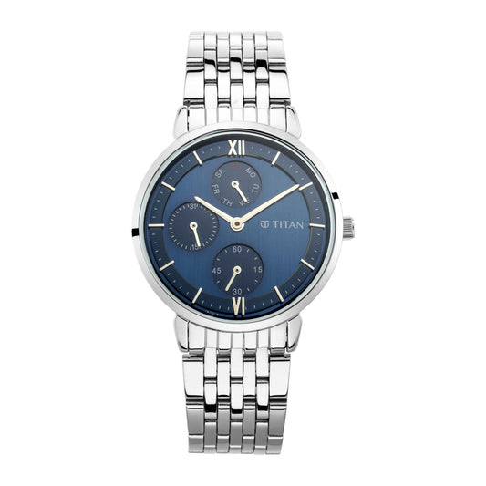 Workwear Watch with Silver Dial Metal Strap