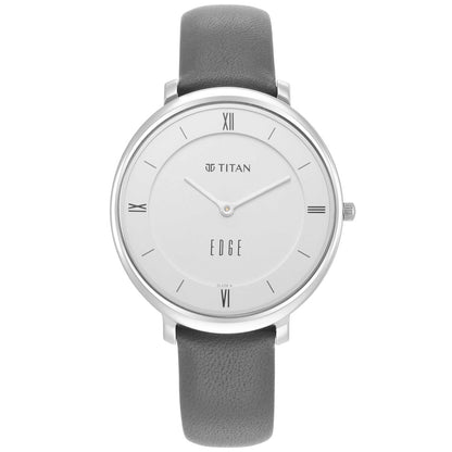 Titan Ladies Edge Black Dial Black Leather Strap Watch 2655SL01