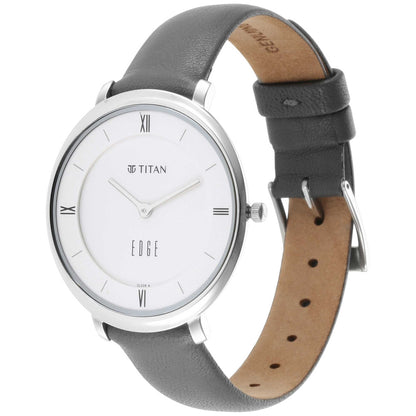 Titan Ladies Edge Black Dial Black Leather Strap Watch 2655SL01