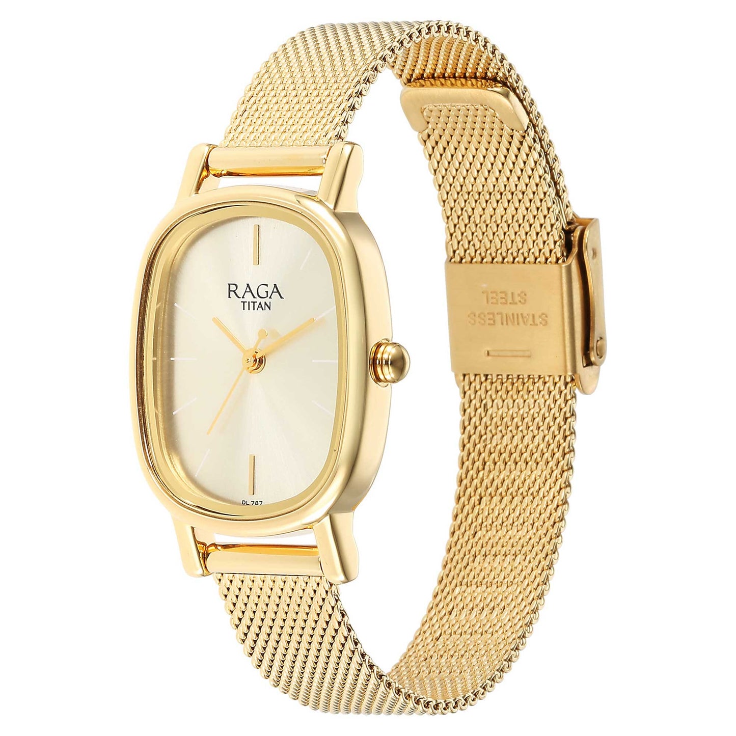 Titan Womens Raga Viva V Phase II Light Champagne Dial Stainless Steel Analog Watch - 2665YM01, Yellow Plating