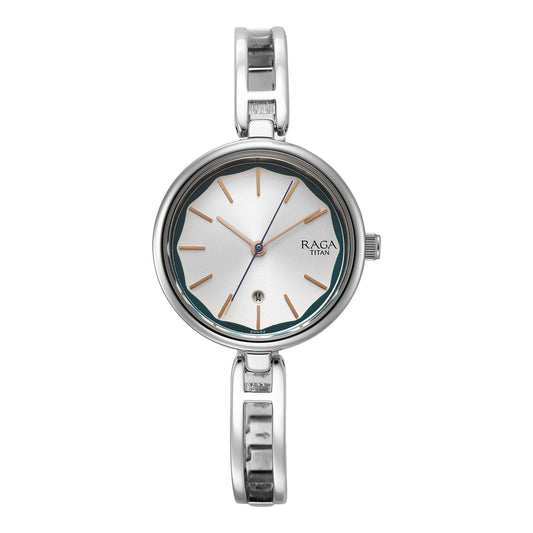 Titan Raga Viva Silver Dial Metal Strap Watch for Women 2683SM01