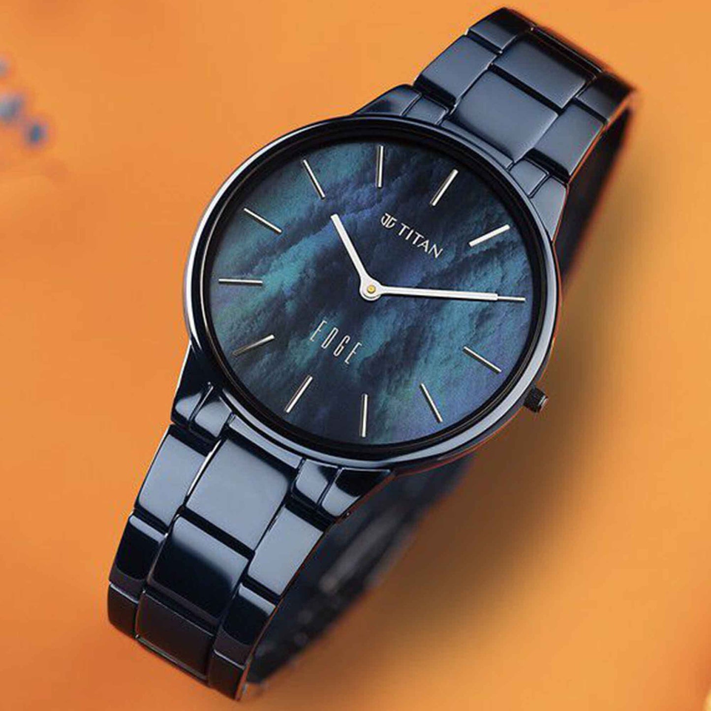 Titan Edge Metal Ladies Allure Quartz Analog Rich Mother Of Pearl Dial Stainless Steel Strap Watch For Women 2734QM02