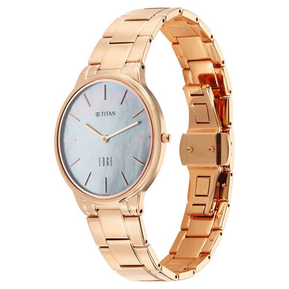 Titan Edge Metal Ladies Allure Quartz Analog Rich Mother Of Pearl Dial Stainless Steel Strap Watch For Women 2734WM01