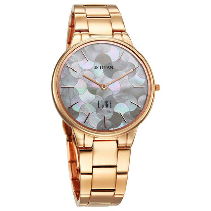 Titan Edge Metal Ladies Allure Quartz Analog Rich Mother Of Pearl Dial Stainless Steel Strap Watch For Women 2734WM02