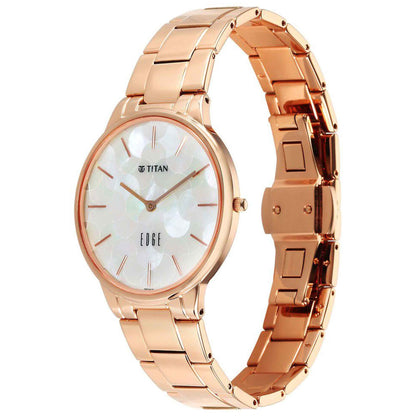 Titan Edge Metal Ladies Allure Quartz Analog Rich Mother Of Pearl Dial Stainless Steel Strap Watch For Women 2734WM02