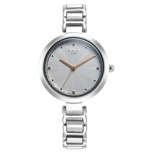 Titan Raga Memoirs Quartz Analog Silver Dial With Silver Color Metal Strap Watch For Women 2752SM01