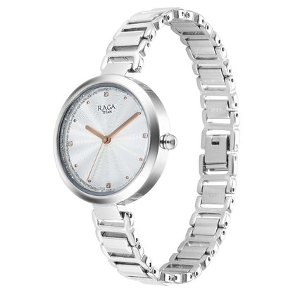Titan Raga Memoirs Quartz Analog Silver Dial With Silver Color Metal Strap Watch For Women 2752SM01