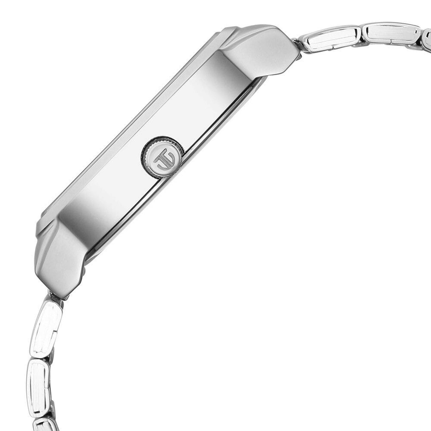 ساعة تايتن نيو متعددة الوظائف بمينا وردي وسوار من الستانلس ستيل باللون الفضي للنساء