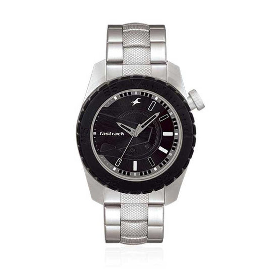 Black Dial Silver Stainless Steel Strap Watch 3006SM02