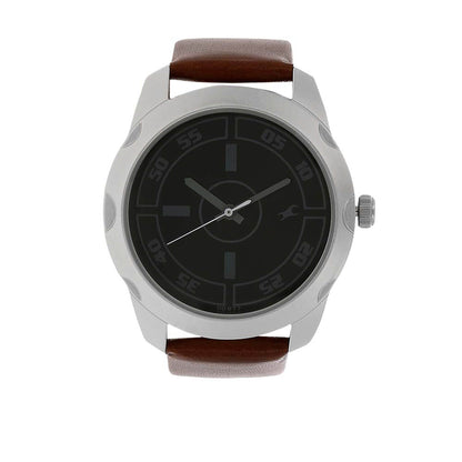 Black Dial Brown Leather Strap Watch