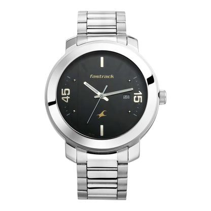 Black Dial Stainless Steel Strap Watch