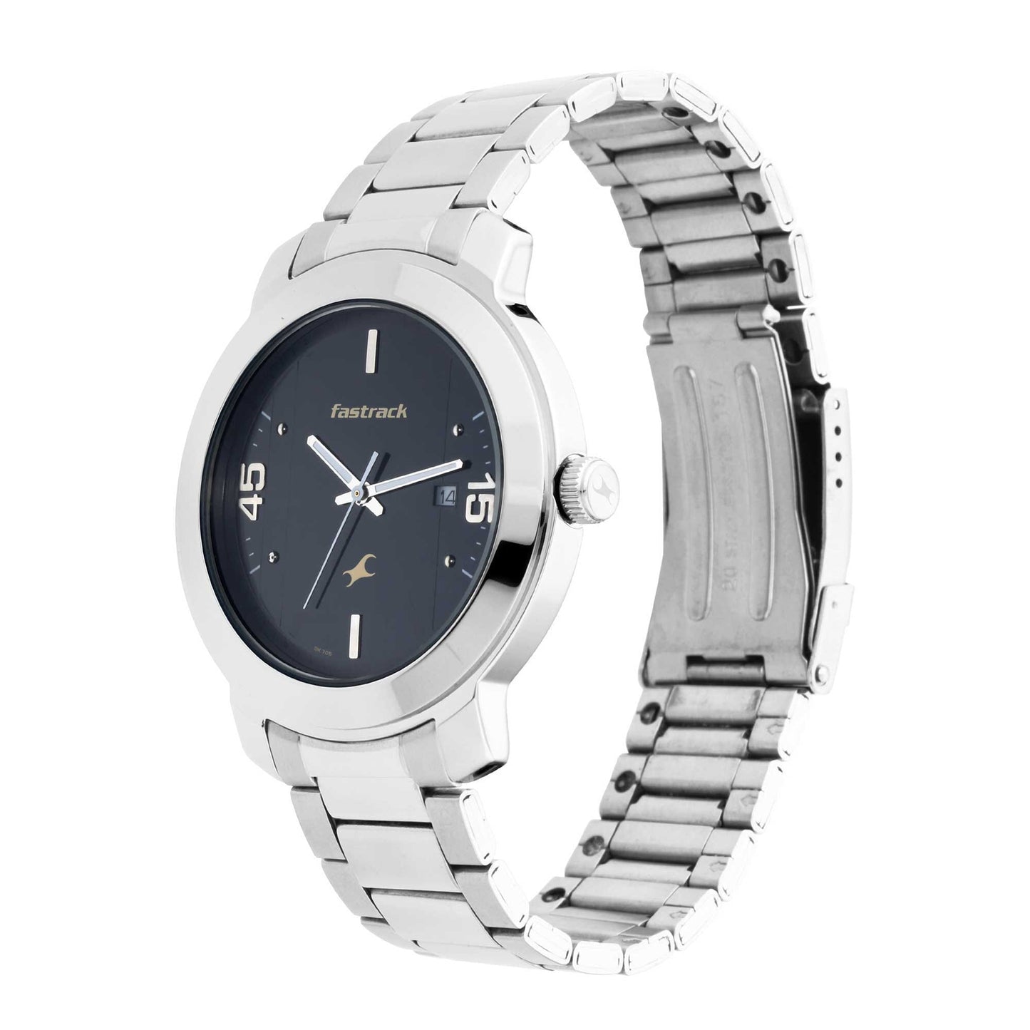 Black Dial Stainless Steel Strap Watch