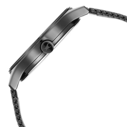 ساعة فاستراك ستايل أب كوارتز أنالوج بعقارب، عرض اليوم والتاريخ، مينا سوداء، وسوار من الاستانلس ستيل للرجال