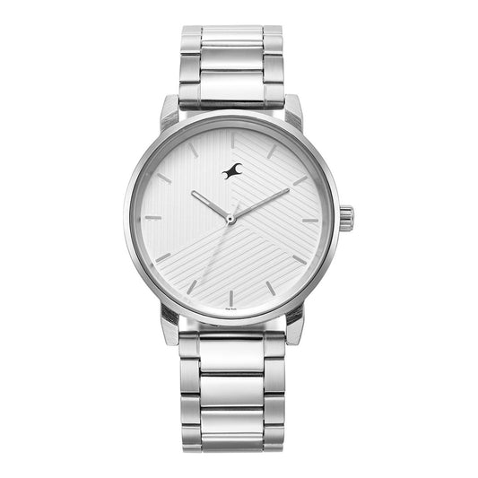 ساعة يد للرجال Fastrack Stunners، بمينا فضي وسوار معدني