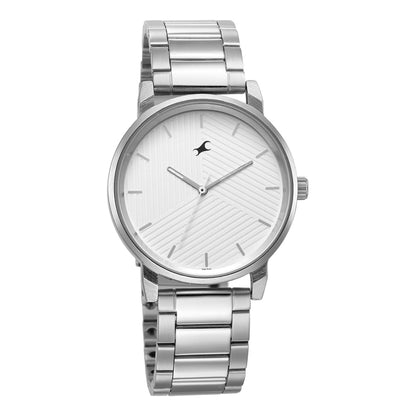 ساعة يد للرجال Fastrack Stunners، بمينا فضي وسوار معدني