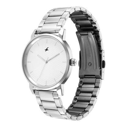 ساعة يد للرجال Fastrack Stunners، بمينا فضي وسوار معدني