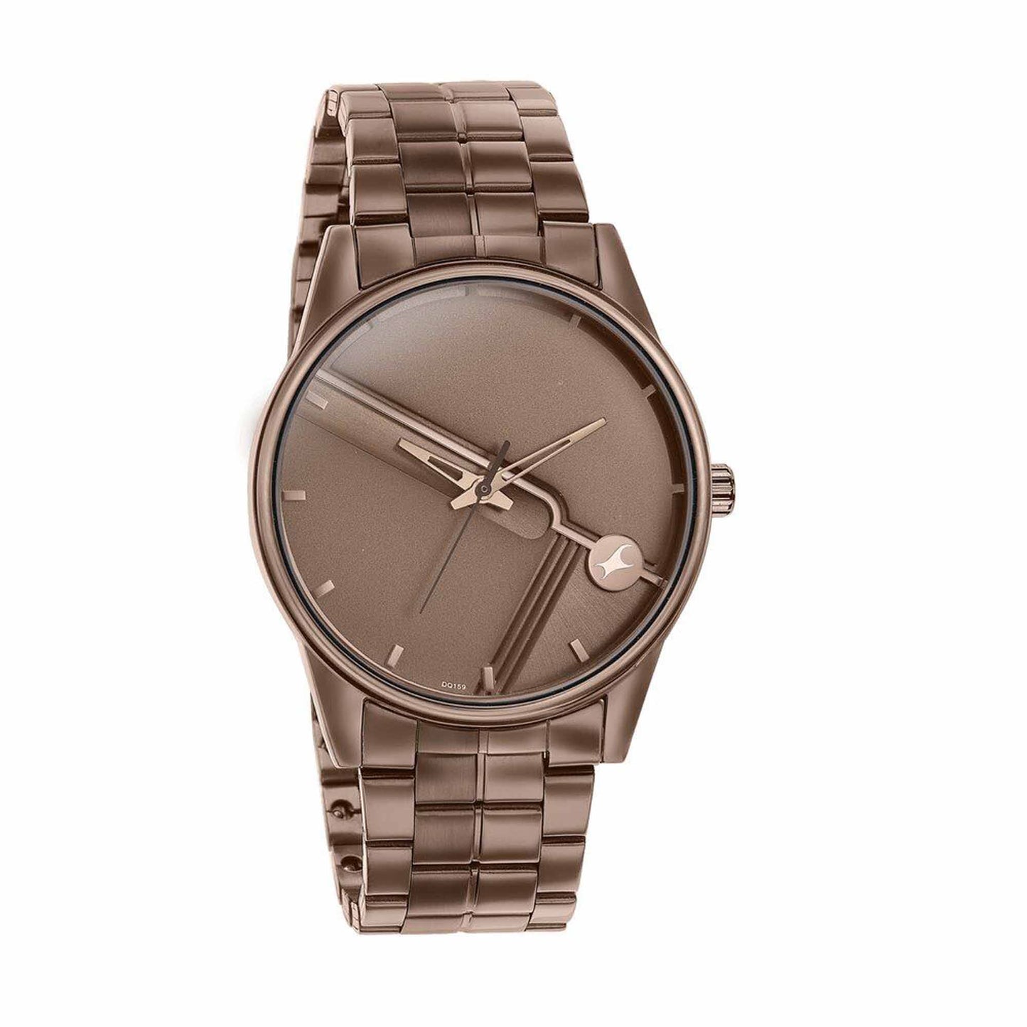 ساعة يد كوارتز "Fastrack Stunnerse" بعقارب ومينا بني وسوار من الفولاذ المقاوم للصدأ للرجال