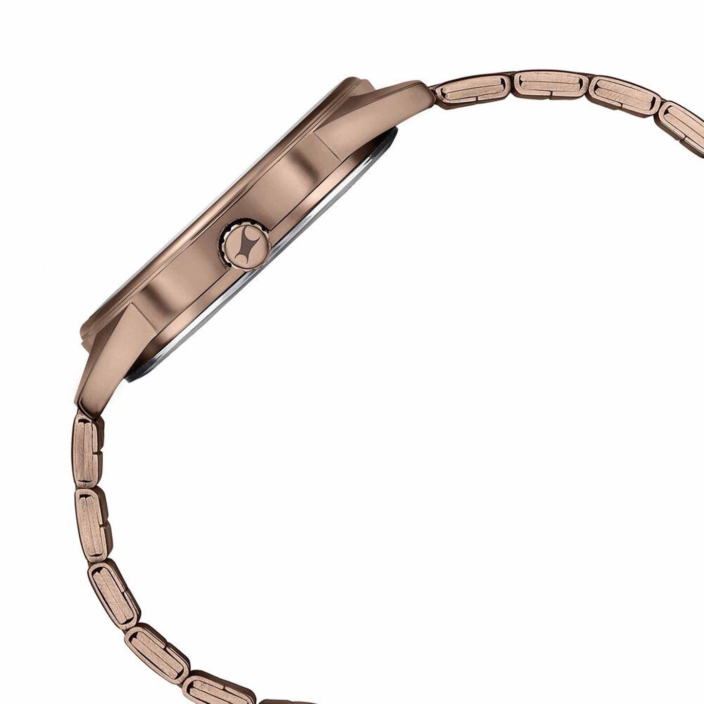 ساعة يد كوارتز "Fastrack Stunnerse" بعقارب ومينا بني وسوار من الفولاذ المقاوم للصدأ للرجال