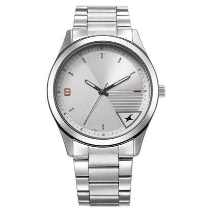 ساعة يد كاسيو كوارتز بعقارب ومينا فضي وسوار معدني فضي للرجال طراز Fastrack Stunners