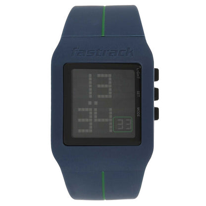 38010PP02 - Fastrack Men's DIGITAL, 30m Water Resistant, Black Dial, Silicone Strap, Blue