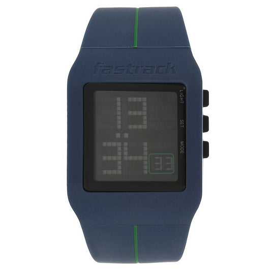 38010PP02 - Fastrack Men's DIGITAL, 30m Water Resistant, Black Dial, Silicone Strap, Blue