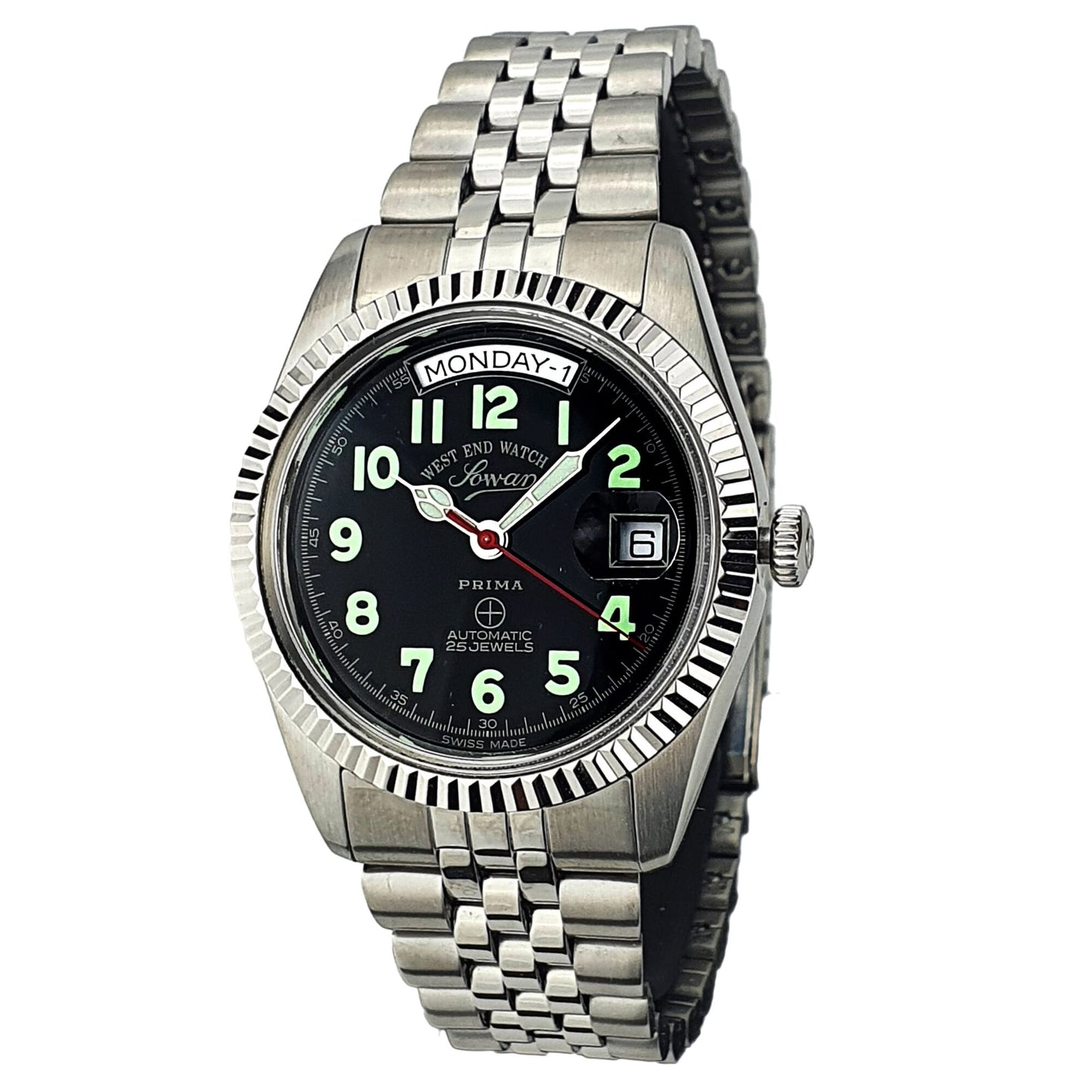 Westend Watch 25 Jewels ساعة رجالية ميناء أسود فضية 5027_10_0207R