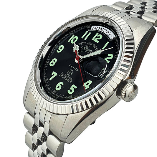 Westend Watch 25 Jewels ساعة رجالية ميناء أسود فضية 5027_10_0207R