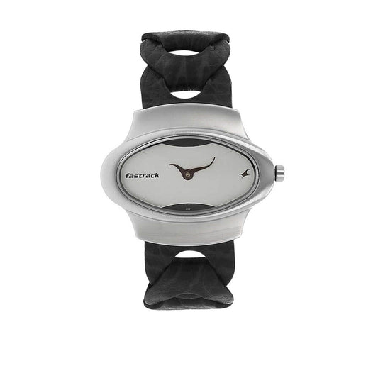 ساعة فاستراك نسائية بيضاء بعقارب طراز NK6004SL01