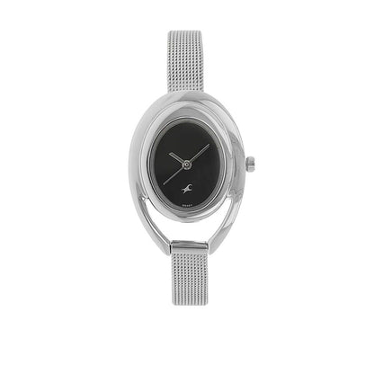 ساعة فاستراك بعقارب، مينا سوداء، للنساء 6090SM01