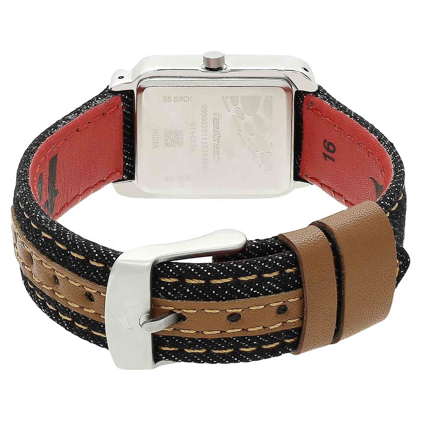 ساعة فاستراك بحزام من الدنيم ومينا أزرق 6184SL01